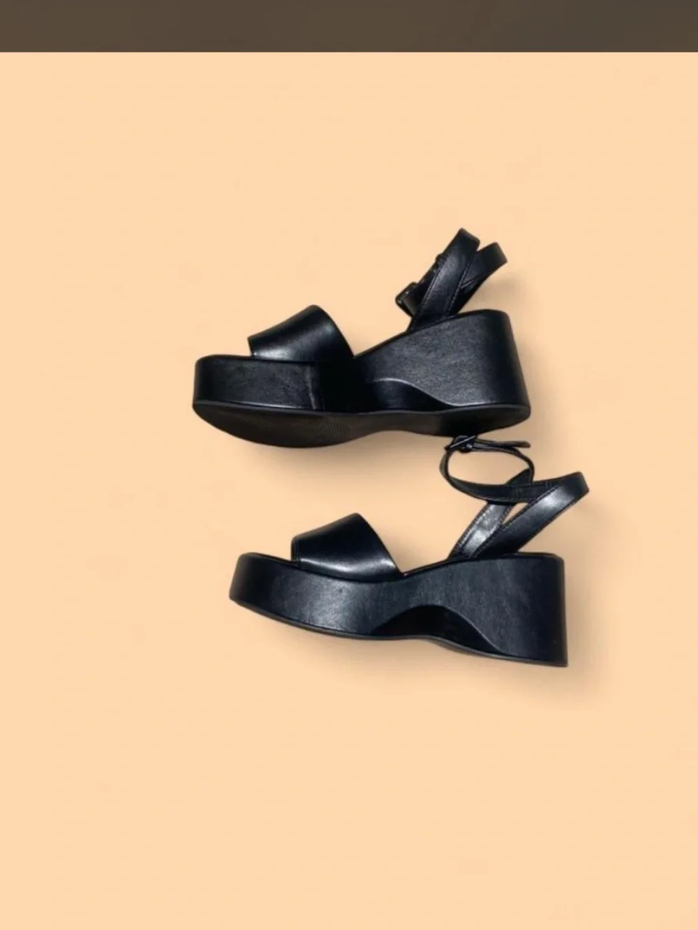 Soda Black Platform Ankle-Strap Sandals